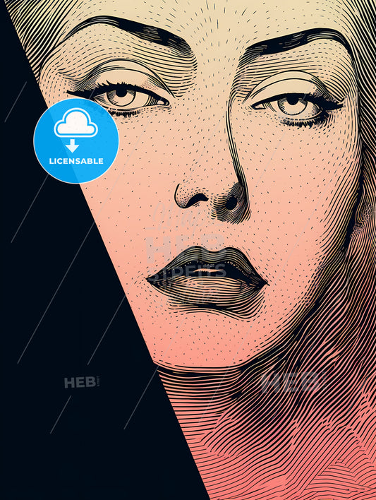 Gorgeous 4 Color Travel Poster, A Drawing Of A Woman's Face