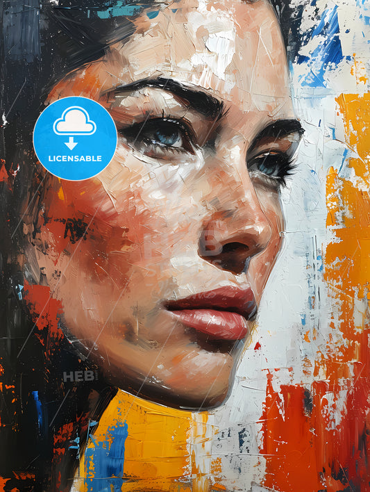 The Alien Portrait With Colorful Background, A Painting Of A Woman's Face