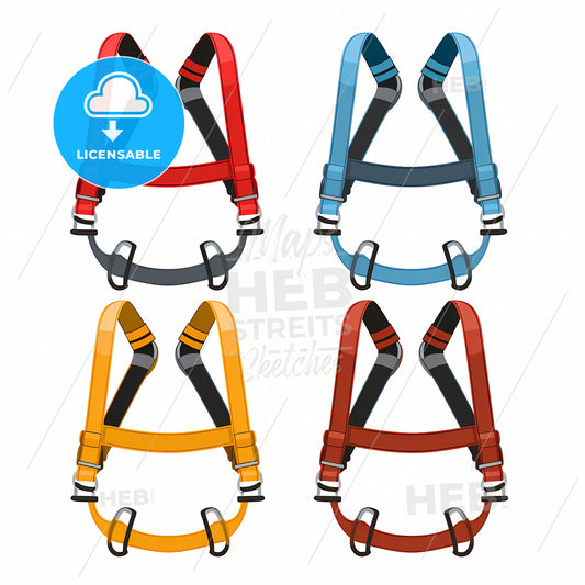 A Climbing Harness, A Set Of Colorful Straps
