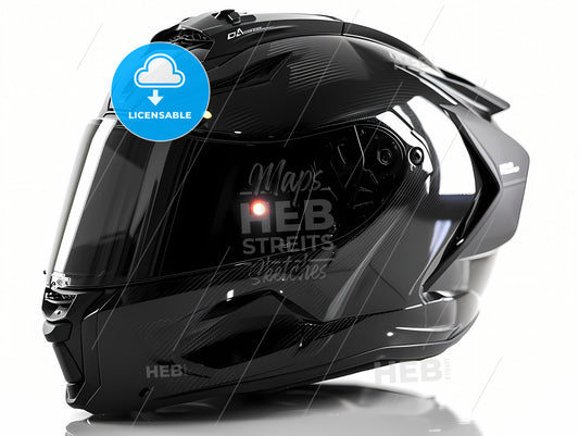 Modern Black Racing Helmet, A Black Motorcycle Helmet With A Visor