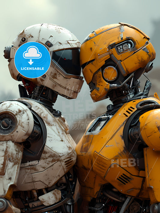 An Alien And A Robot In Love, Two Robots In A Garment