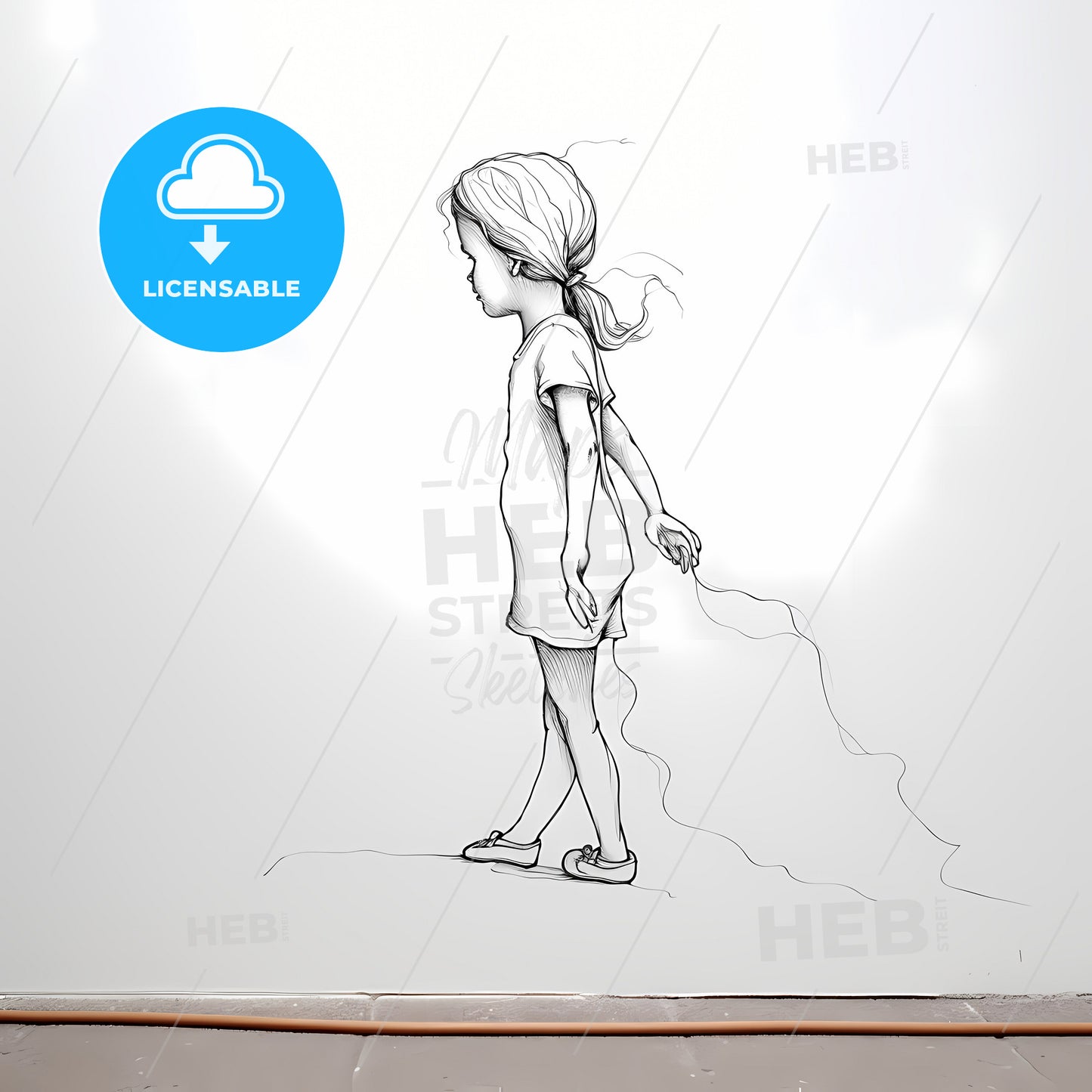 Continuous Line Drawing Of A Little Girl, A Drawing Of A Girl