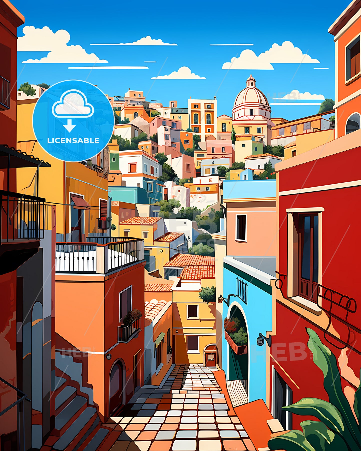 Palermo, Italy - A Colorful Buildings On A Hill