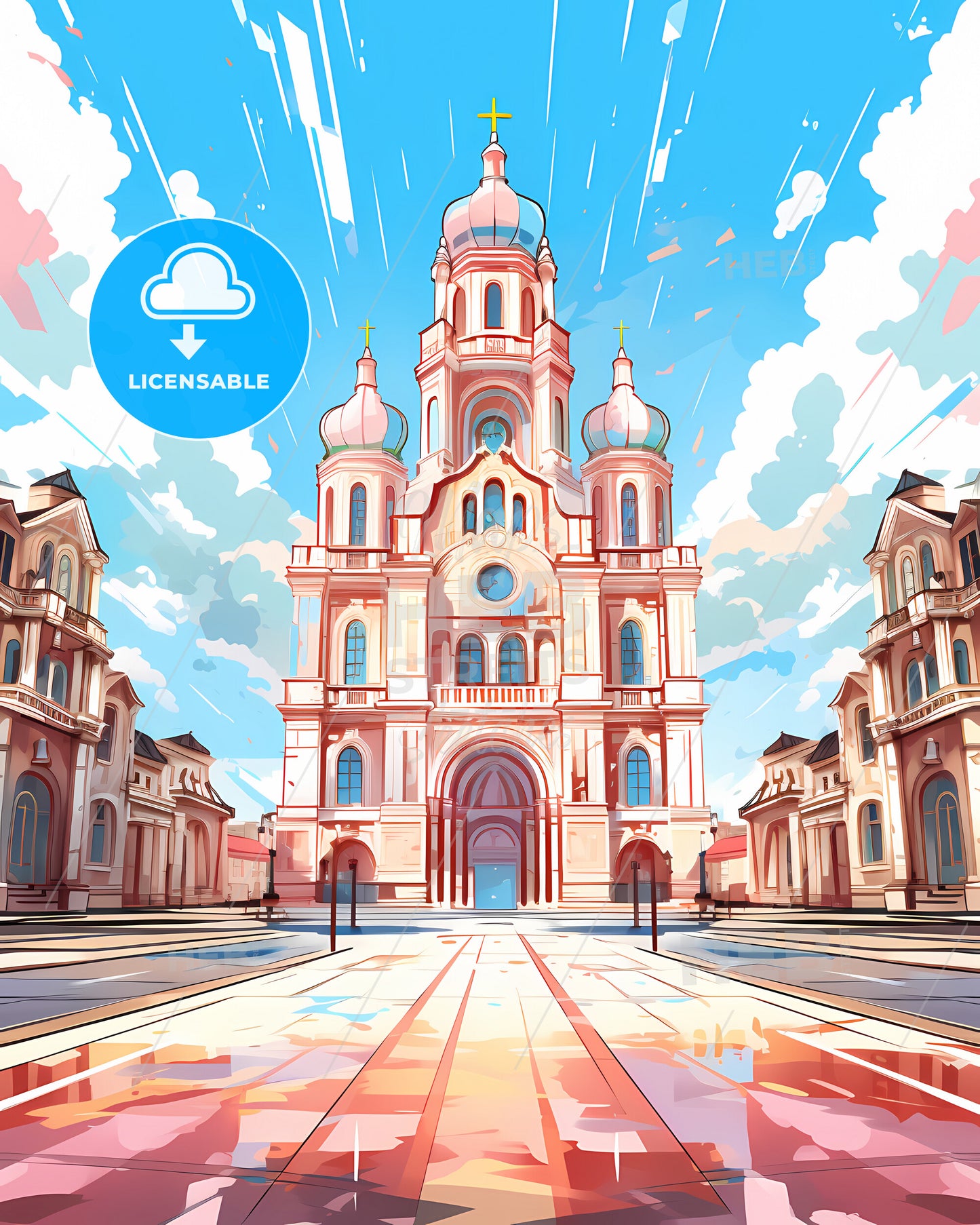 Moscow, Russia - A Large Building With A Dome Roof And A Large Courtyard