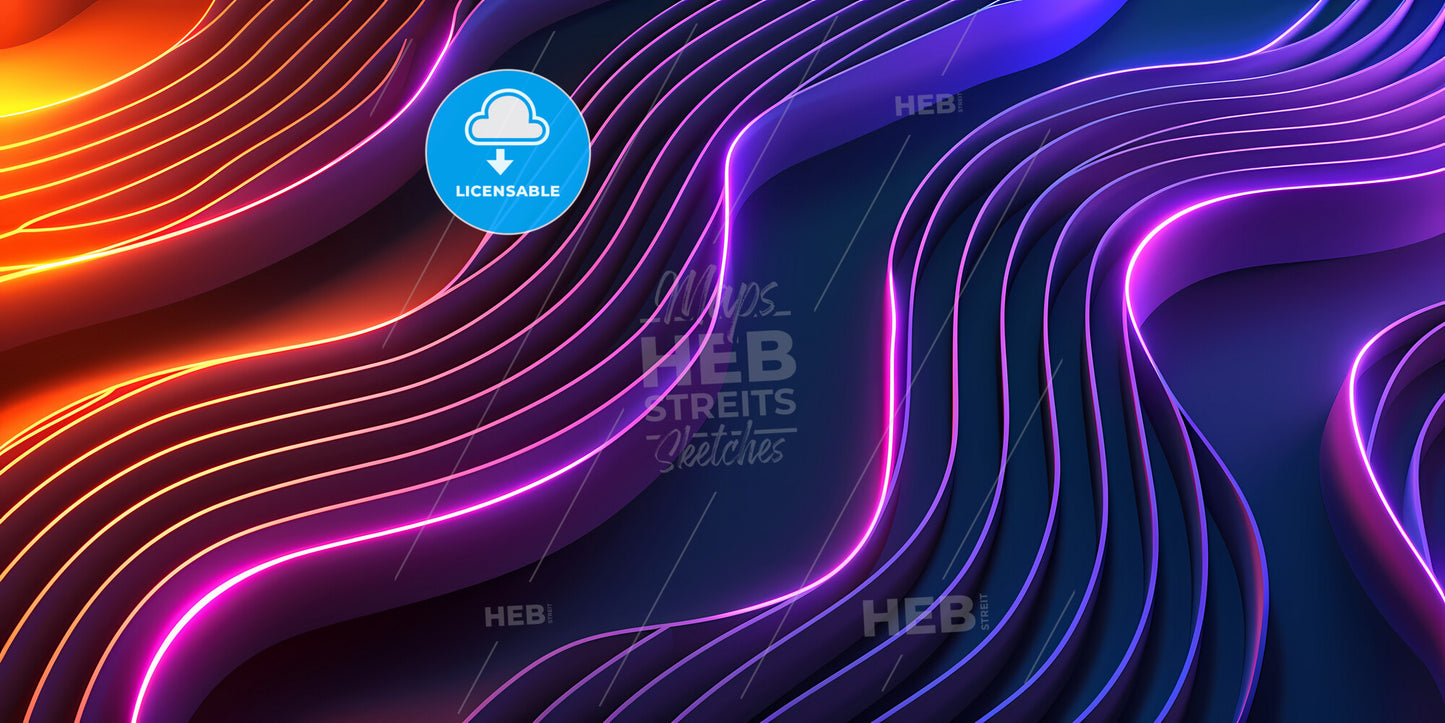 Abstract Background With Glowing Neon Curvy Lines - A Purple And Blue Wavy Lines With Pink Lights