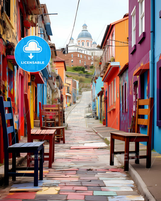 Waterford, Ireland - A Colorful Alley With Chairs And Tables