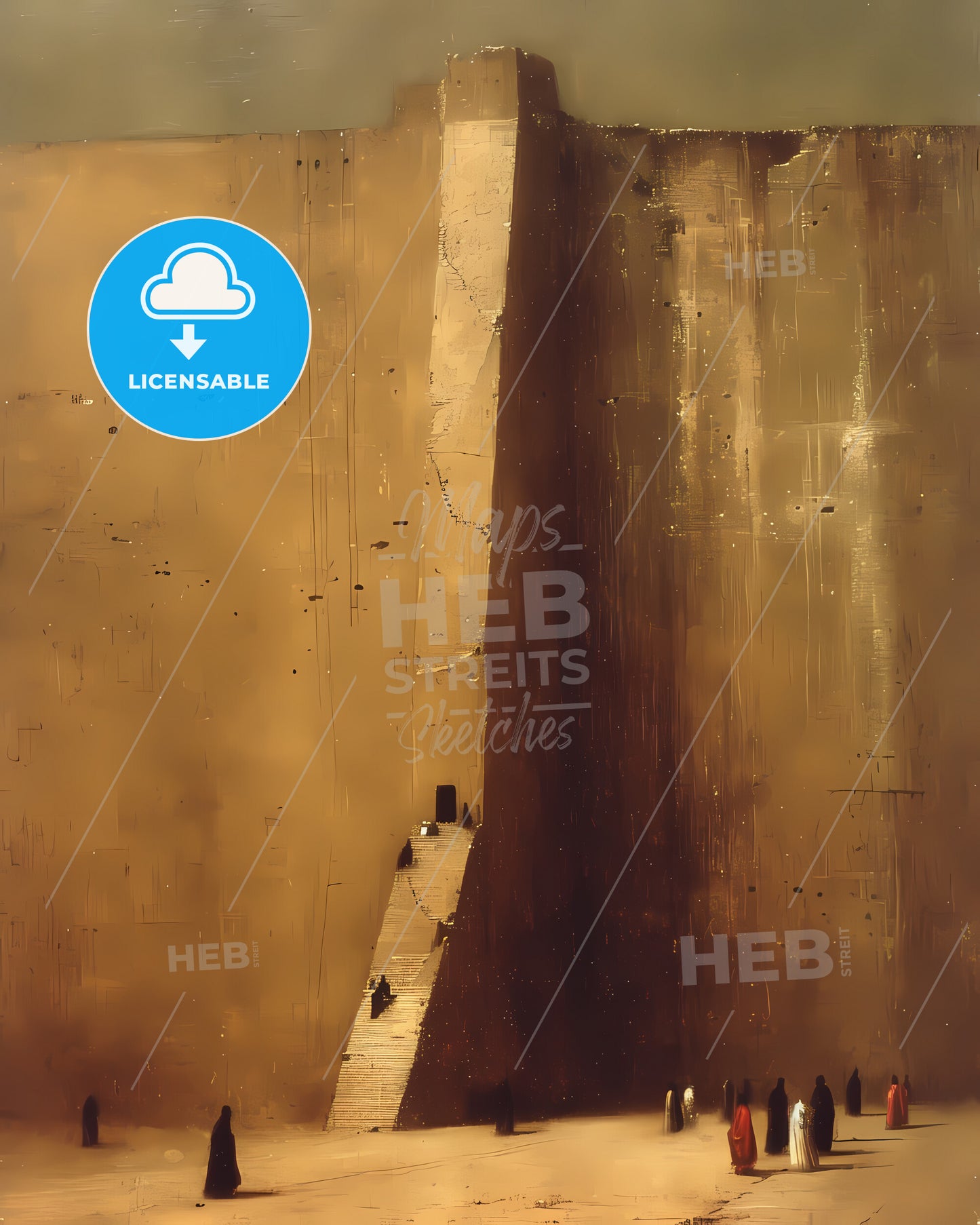 In Ancient Babylon, There A Very Wide Temple Structure In The Middle Of The Walled City - A Group Of People Walking Up A Steep Wall