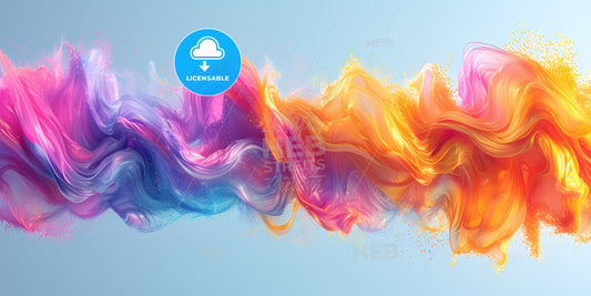 3D Render, Abstract Volumetric Brush Stroke Isolated On White Background - A Colorful Fabric In The Air