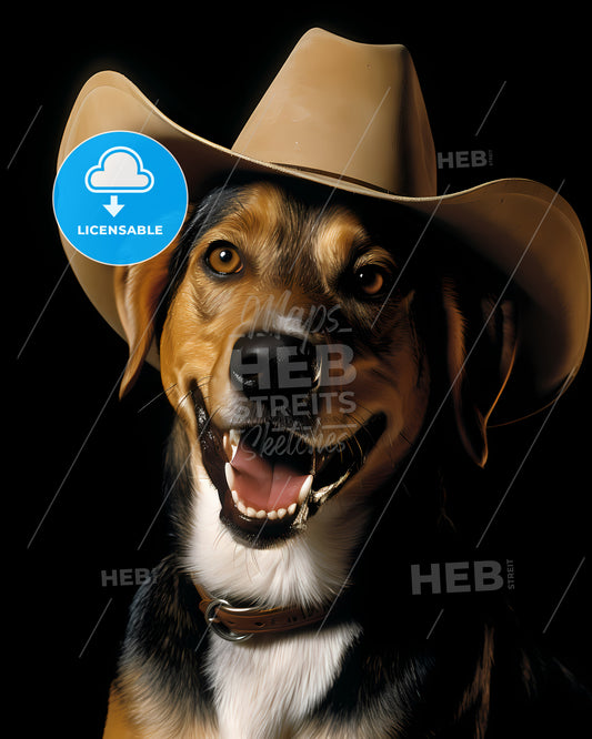 Swiss Alpine Dog Vintage Poster - A Dog Wearing A Cowboy Hat
