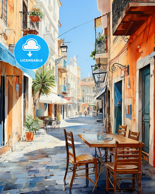 Limassol, Cyprus - A Table And Chairs In A Street