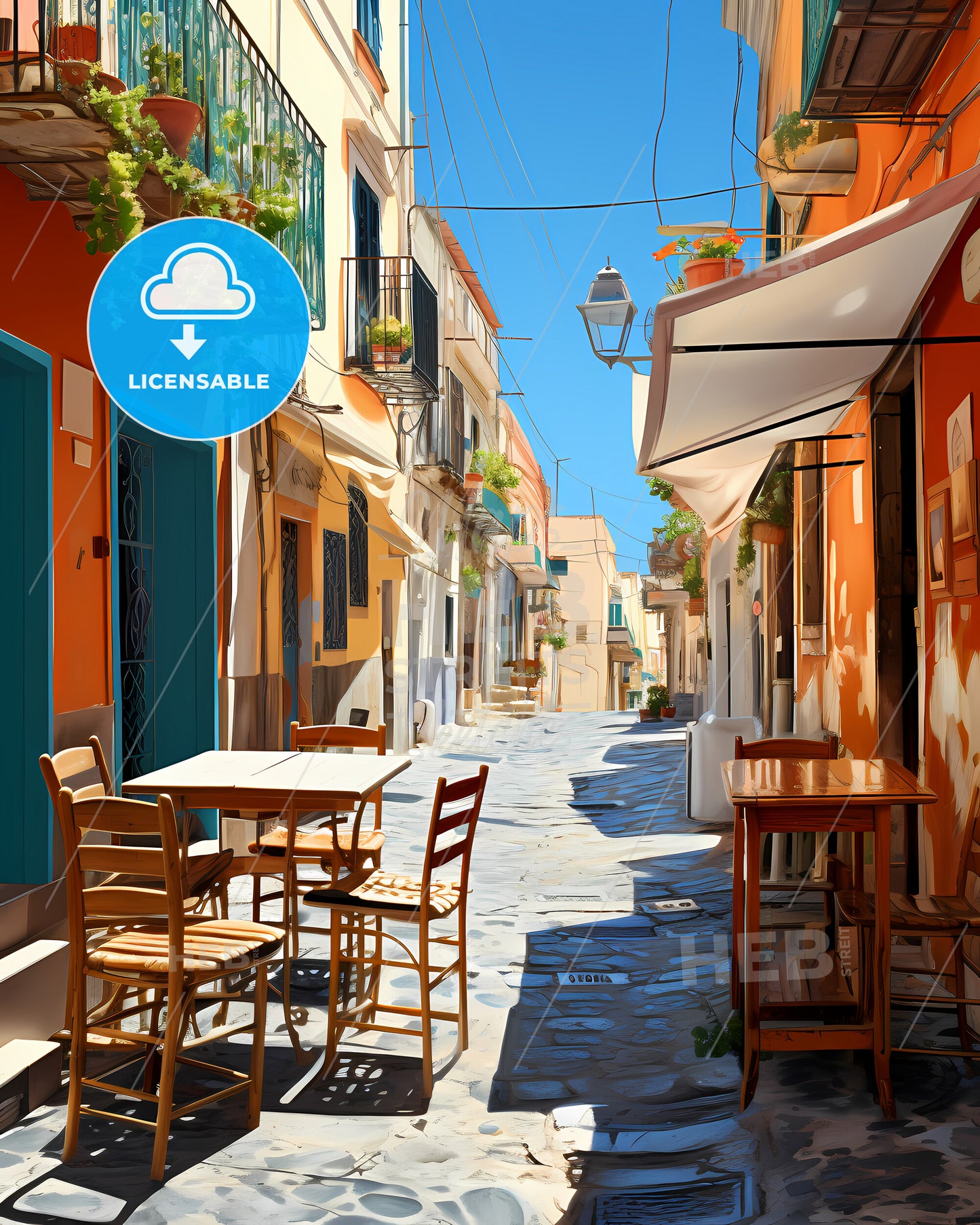 Palermo, Italy - A Street With Tables And Chairs