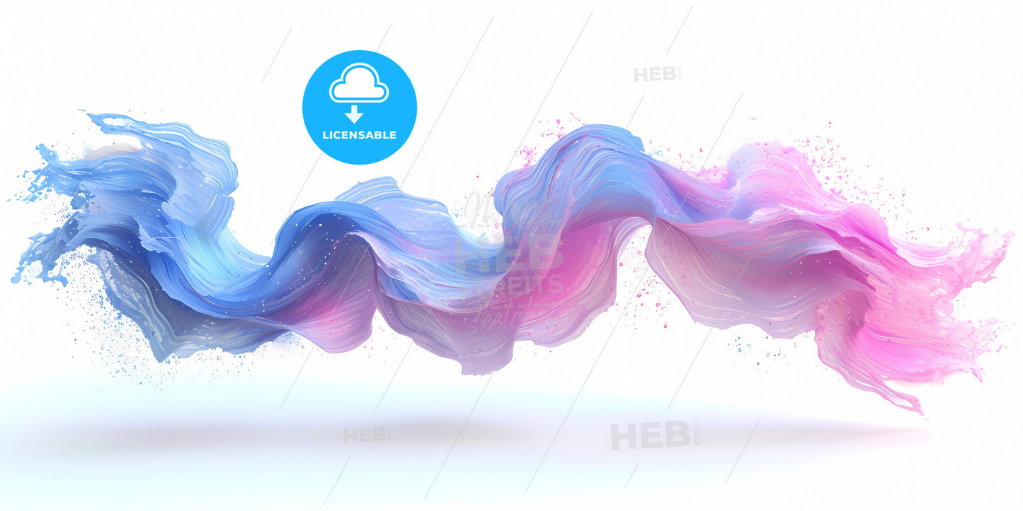 3D Render, Abstract Volumetric Brush Stroke Isolated On White Background - A Colorful Swirl Of Paint