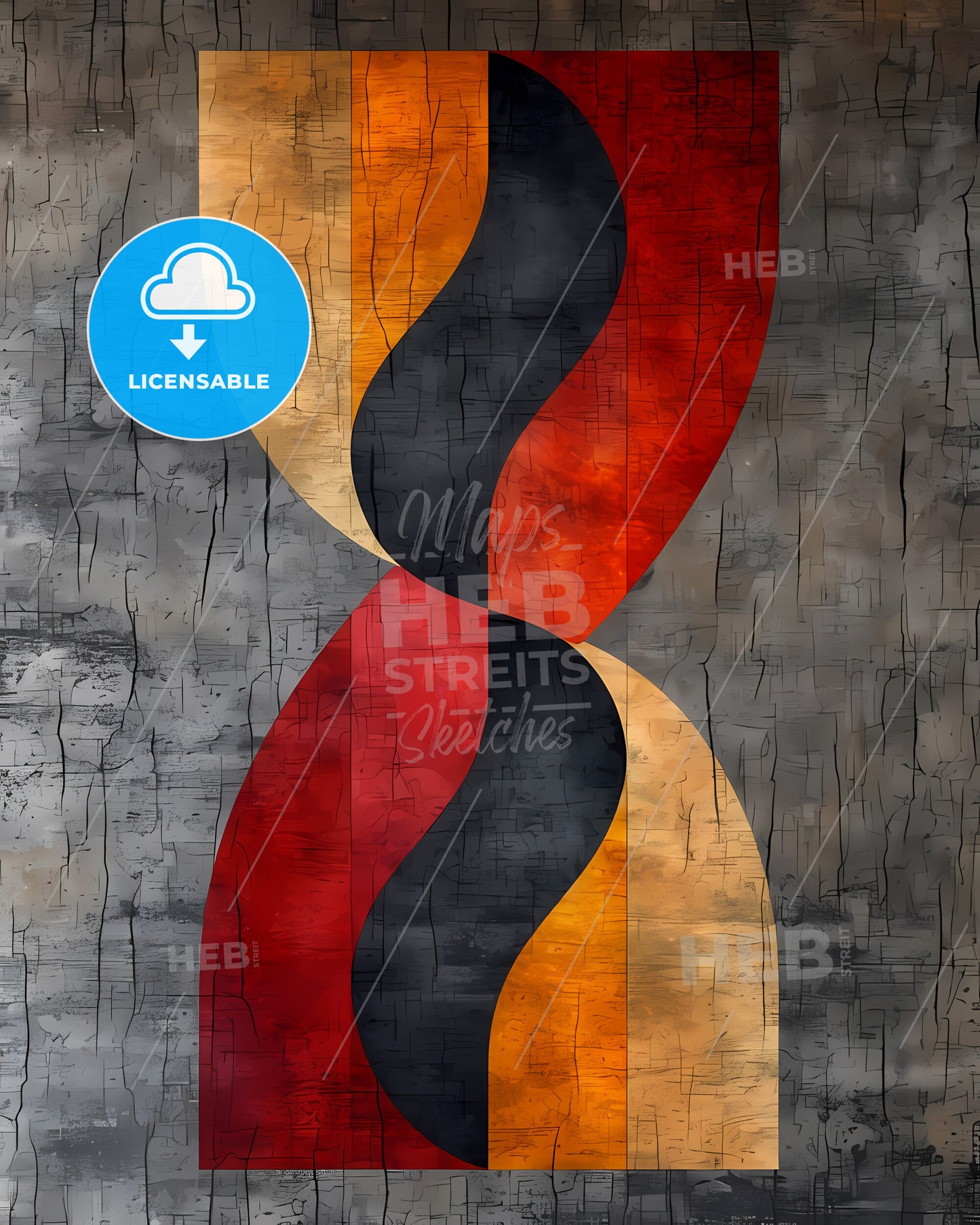 Abstract Orange And Red Wave - A Colorful Art On A Wall