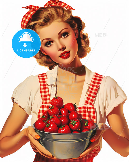 Stunning Girl Holding Picknic Basket - A Woman Holding A Bowl Of Strawberries