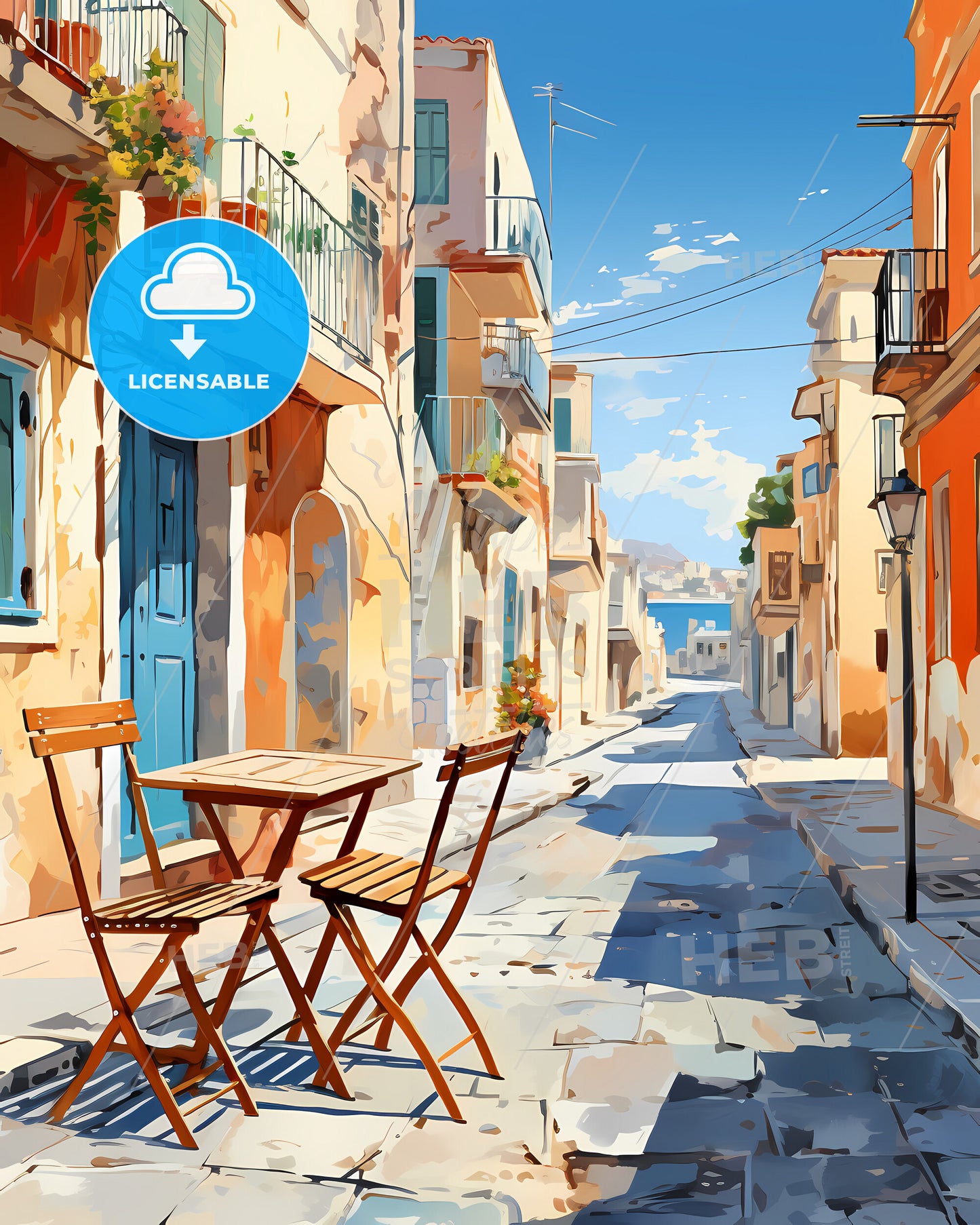 Heraklion, Greece - A Table And Chairs In A Street