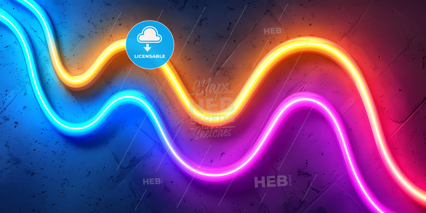 Abstract Background With Glowing Neon Curvy Lines - A Colorful Light Lines On A Wall