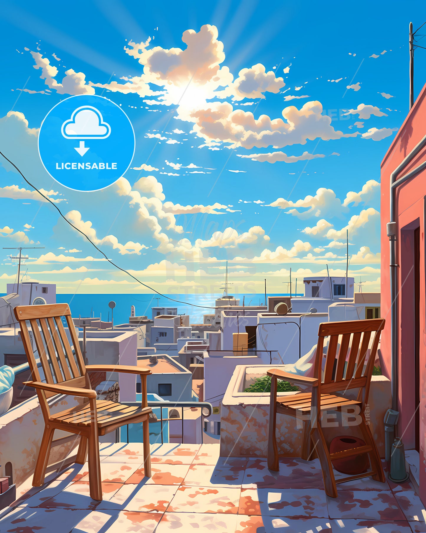 On The Roof Of Maldives, Republic Of Maldives - A Two Chairs On A Rooftop Overlooking A City