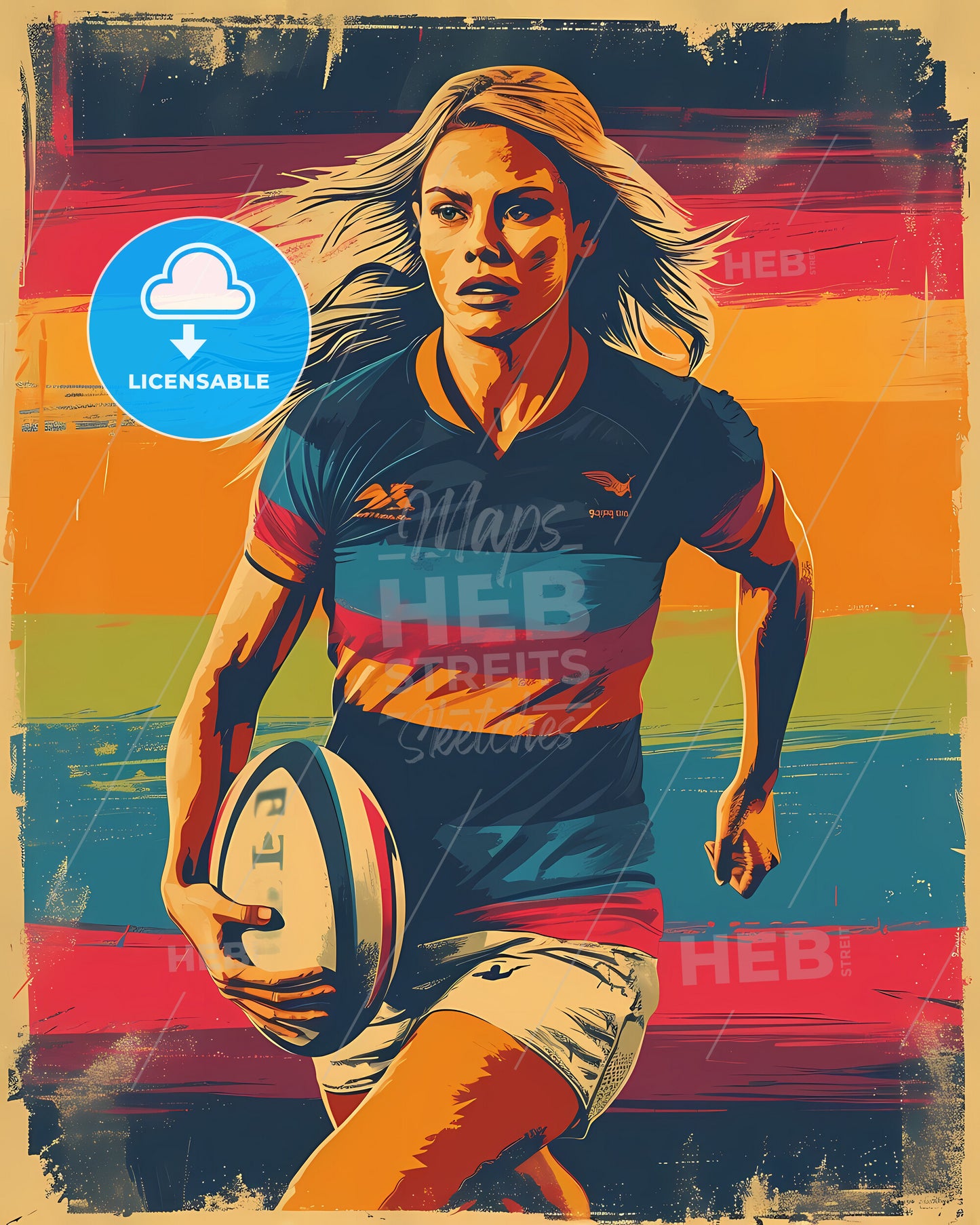 Rugby Girl - A Woman Running With A Rugby Ball