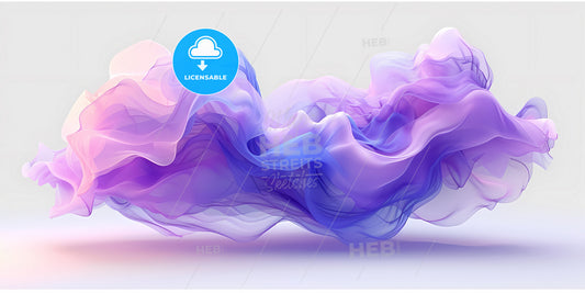 3D Render, Abstract Volumetric Brush Stroke Isolated On White Background - A Purple And Blue Fabric