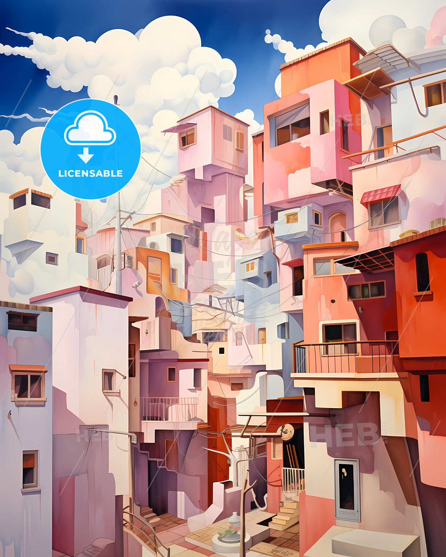 Foggia, Italy - A Colorful Buildings With Clouds In The Sky