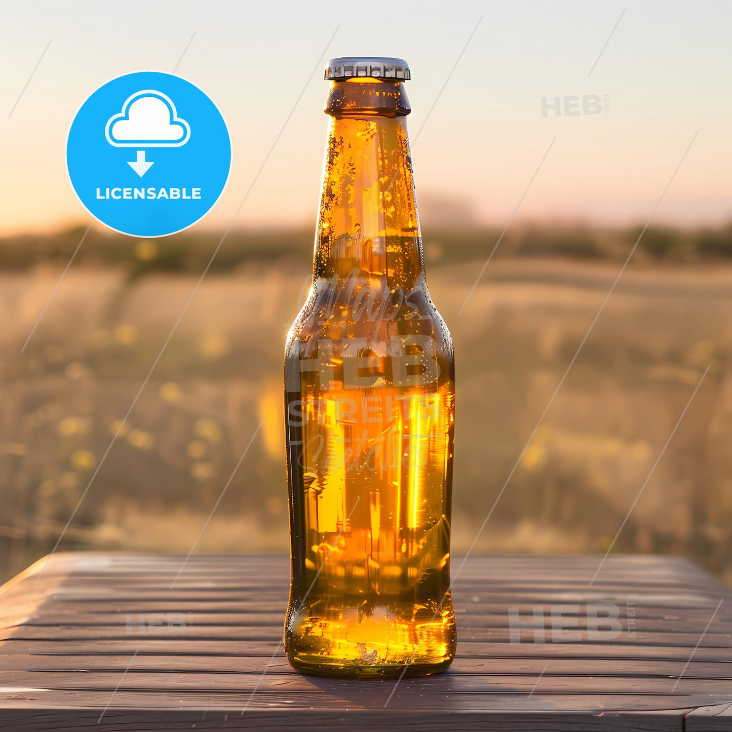 An Empty Beer Bottle Stands On A Wooden Table - A Bottle Of Beer On A Table