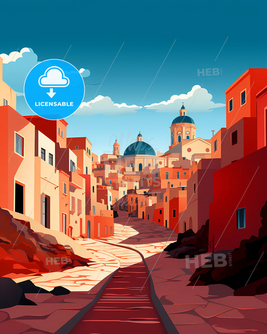 Palermo, Italy - A Street With Buildings And A Blue Sky