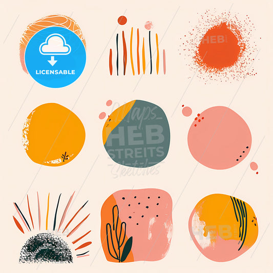 Small Simple Clipart Set Of 6 Orange Blush - A Collection Of Colorful Shapes