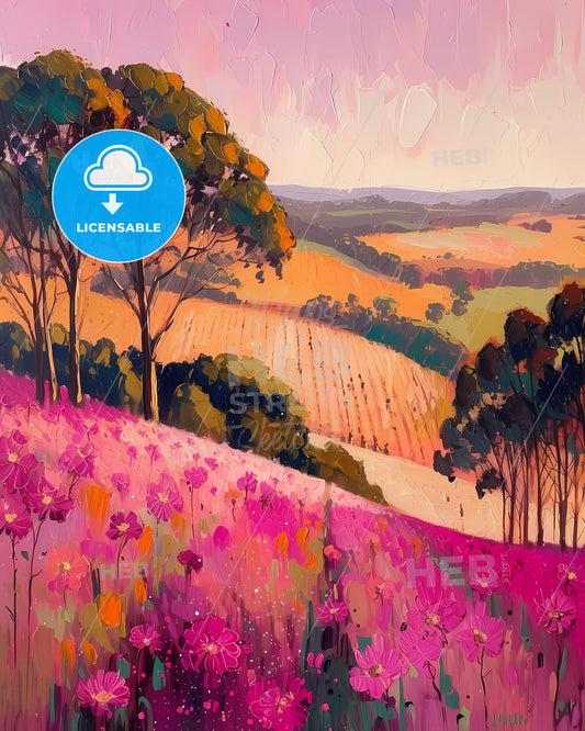Margaret River, Australia - A Painting Of A Field Of Flowers