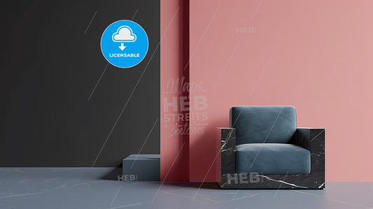 Photo Of Colorful Wall Wallpapers In A Modern Interior - A Blue Chair In A Room