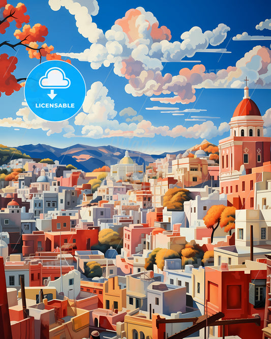 Piraeus, Greece - A Colorful Cityscape With Mountains And Trees