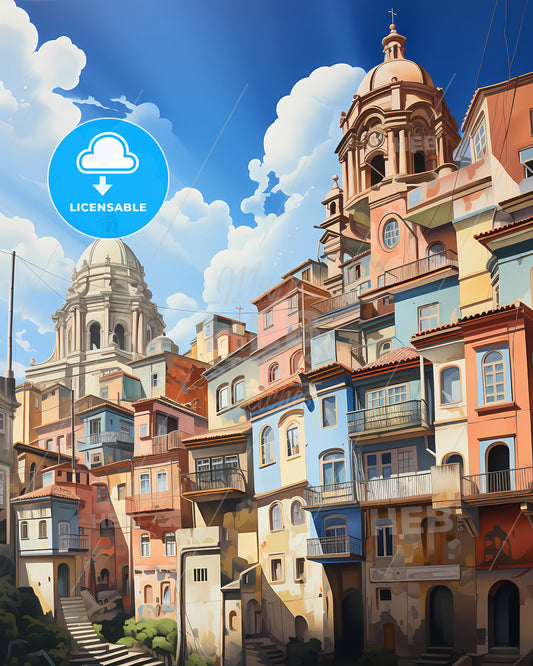 Porto, Portugal - A Group Of Buildings With A Dome On The Top