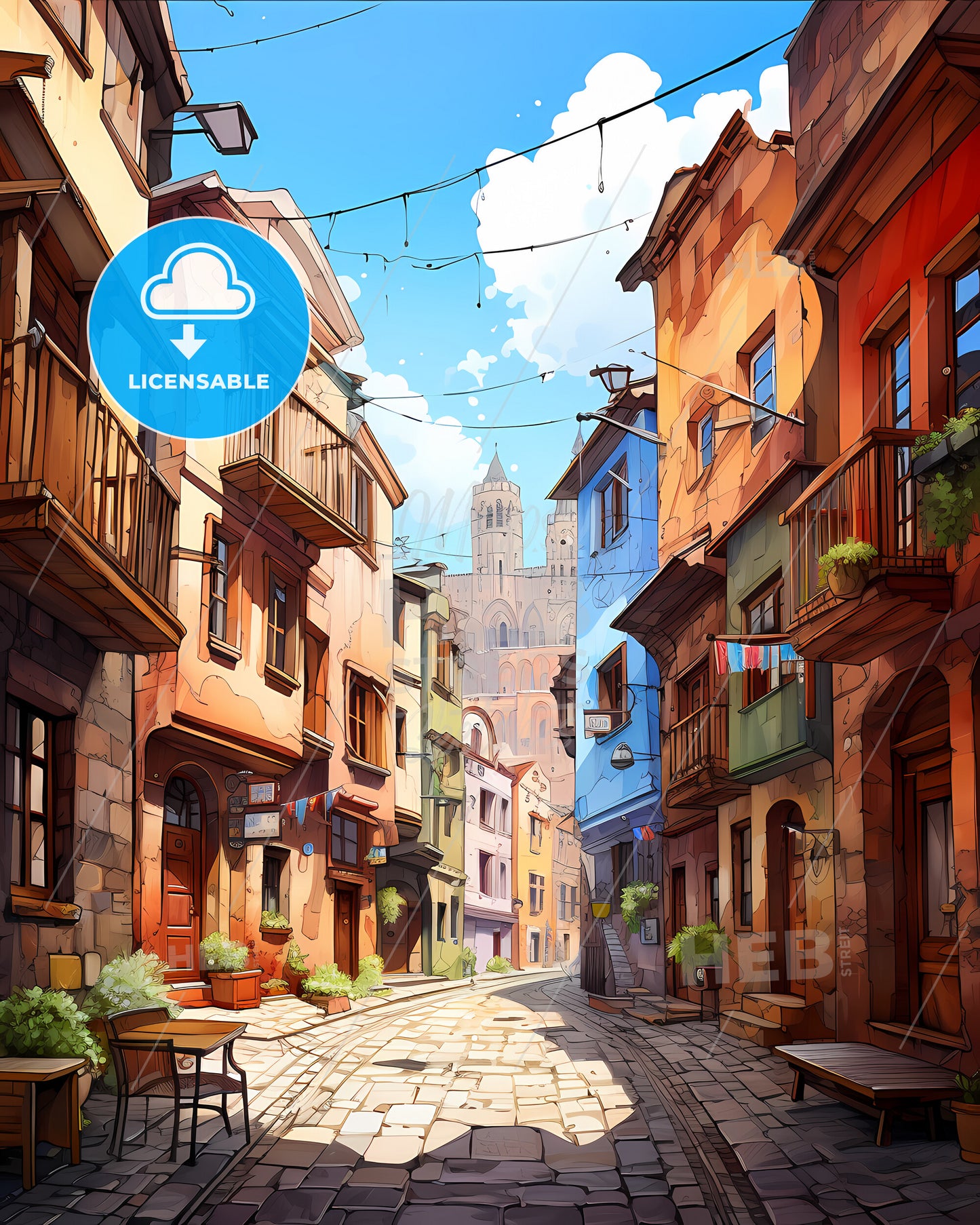 Wroclaw, Poland - A Street With Buildings And A Castle In The Background