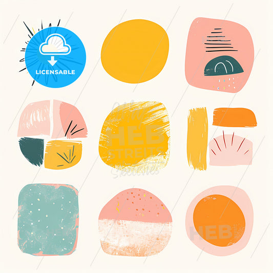 Small Simple Clipart Set Of 6 Orange Blush - A Group Of Colorful Shapes