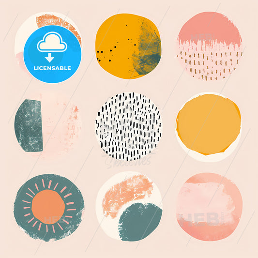 Small Simple Clipart Set Of 6 Orange Blush - A Group Of Circles With Different Textures