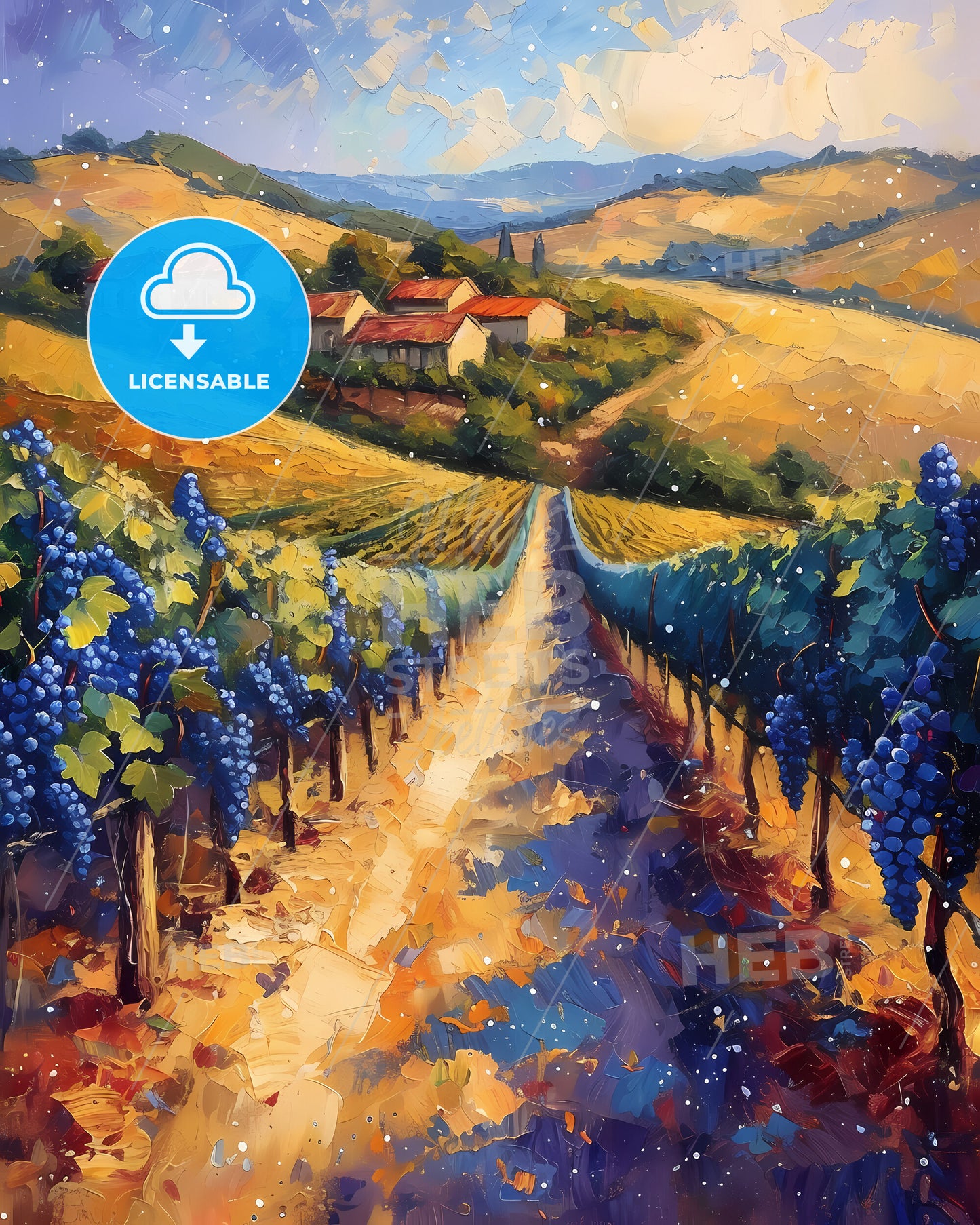Willamette Valley, Usa - A Painting Of A Vineyard