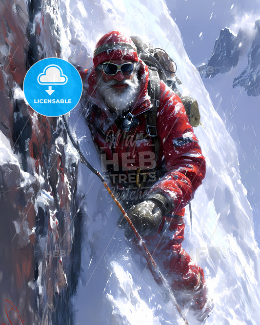 Red Bearded Man Falls - A Man Climbing A Mountain