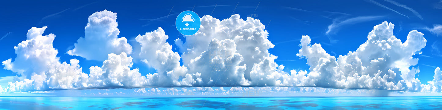 Clouds Above An Ocean, Mid Day, From Above - A Large White Cloud Over Water