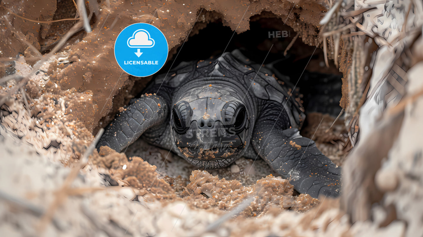 Newly Hatched Leatherback Turtles - A Turtle In The Sand