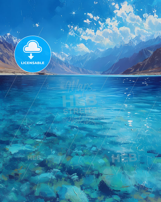 Pangong Lake, India - A Blue Water With Mountains In The Background