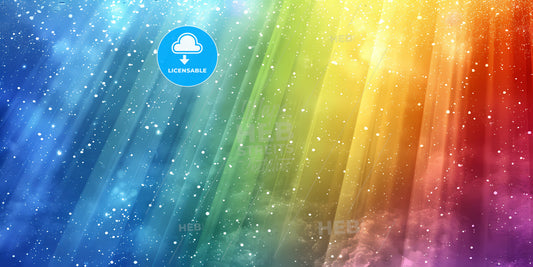 Abstract Panoramic Background With Colorful Spectrum - A Rainbow Colored Sky With Clouds And Stars