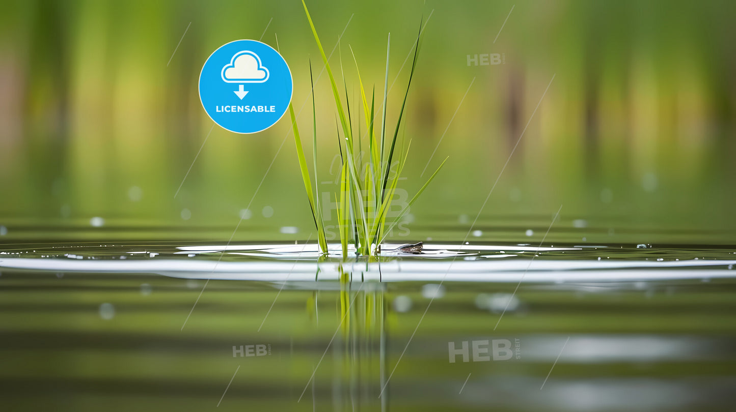 Abstract Background, Grass And Wood Grain Texture - A Grass Growing Out Of Water