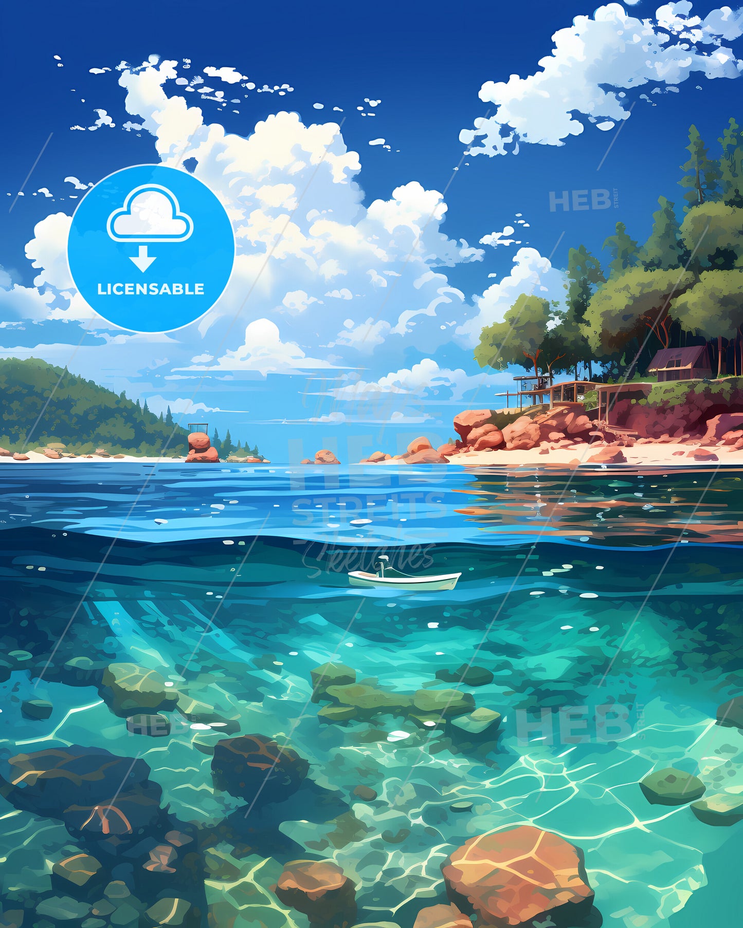 Perhentian Islands, Malaysia - A Body Of Water With A Boat And Trees