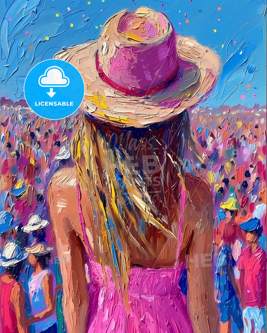 Splendour In The Grass - A Painting Of A Woman Wearing A Hat