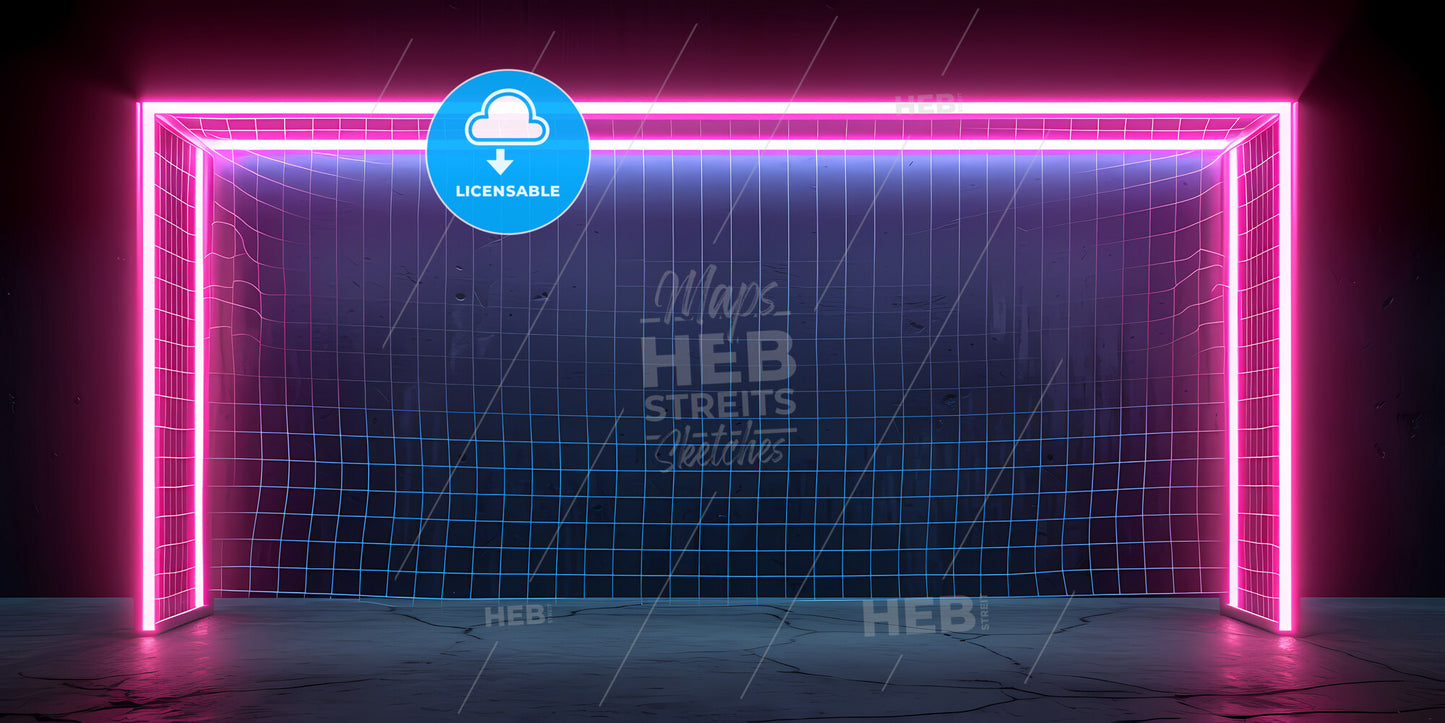 Virtual Neon Football Playground - A Net With A Pink Neon Light