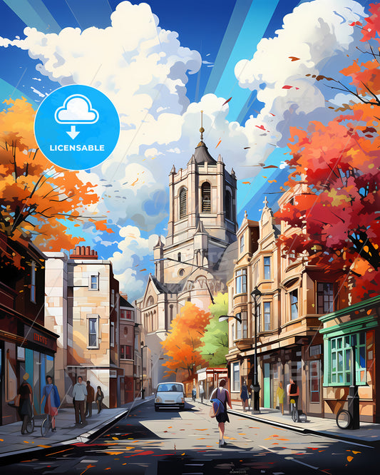 Liverpool - A Street With Buildings And People Walking On It