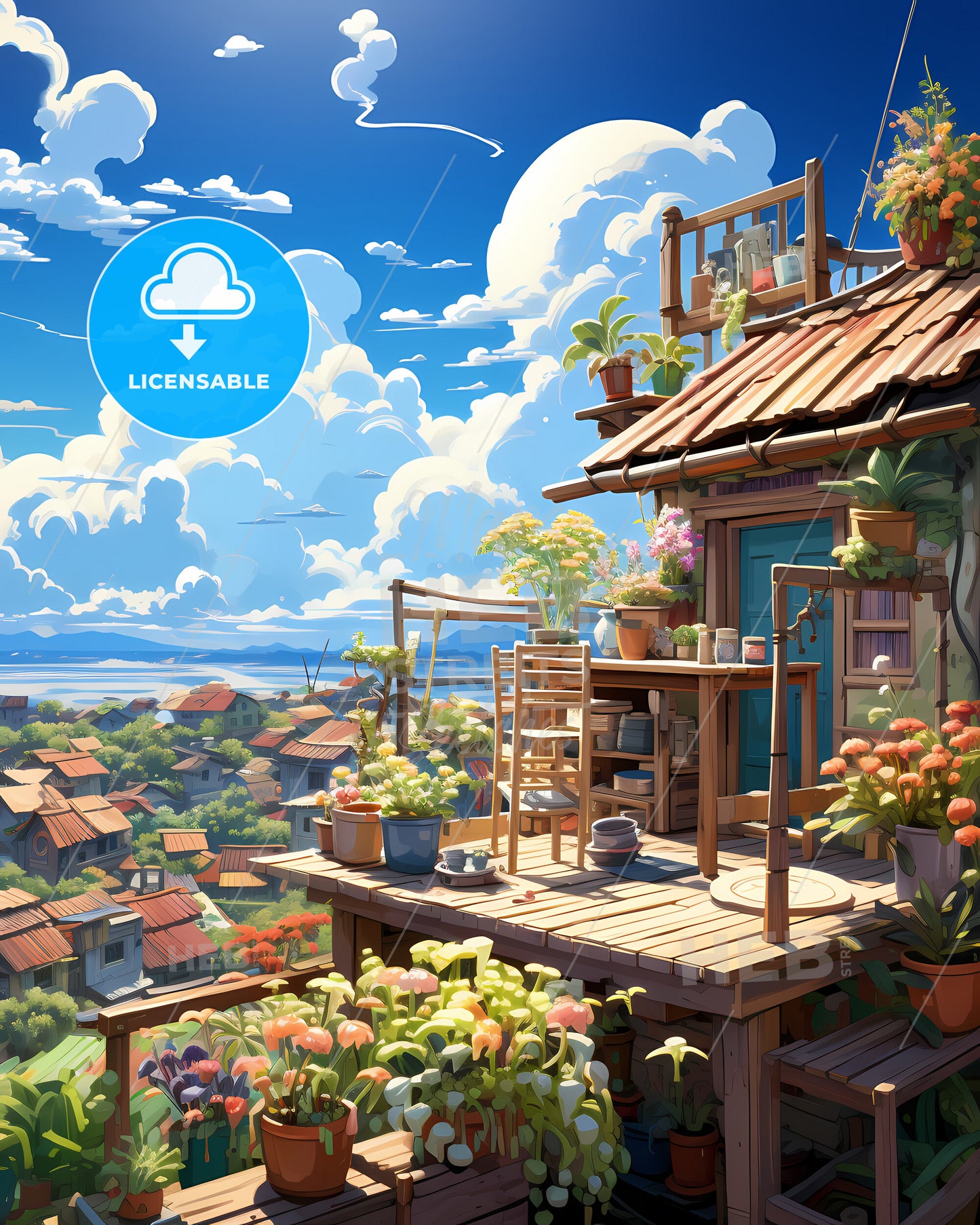 On The Roof Of Palawan, Philippines - A House With Flowers And Plants On The Roof