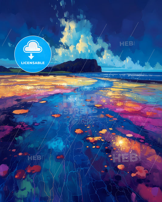 Wai-O-Tapu, New Zealand - A Colorful Landscape With A Rocky Island In The Distance