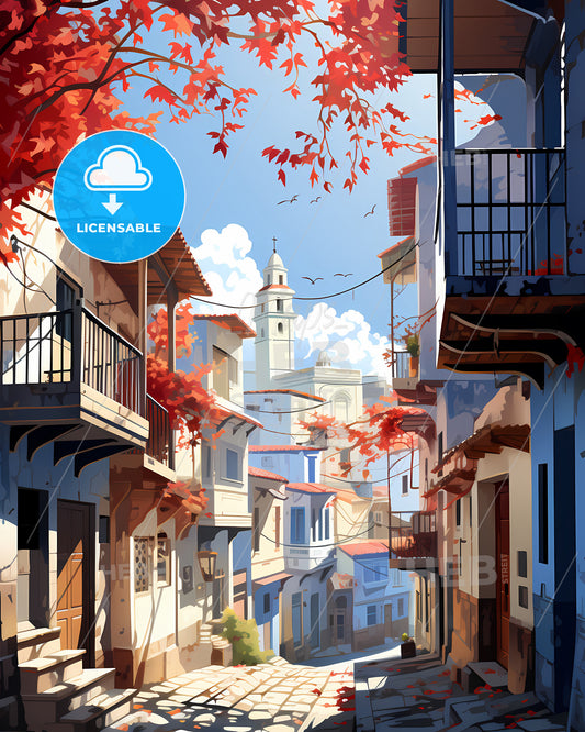 Nicosia, Cyprus - A Street With Buildings And Trees