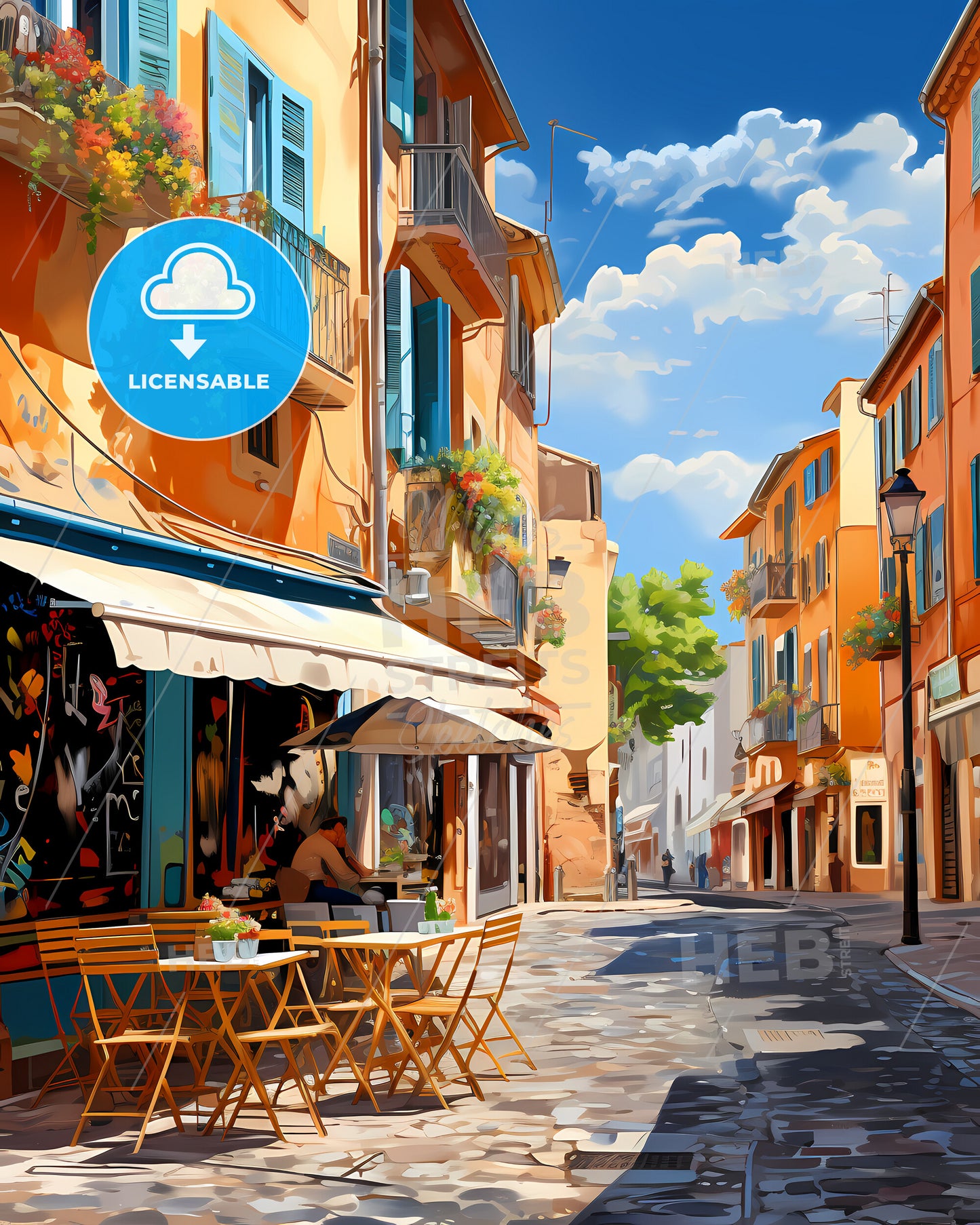 Aix-En-Provence, France - A Street With Tables And Chairs And A Couple Of Buildings