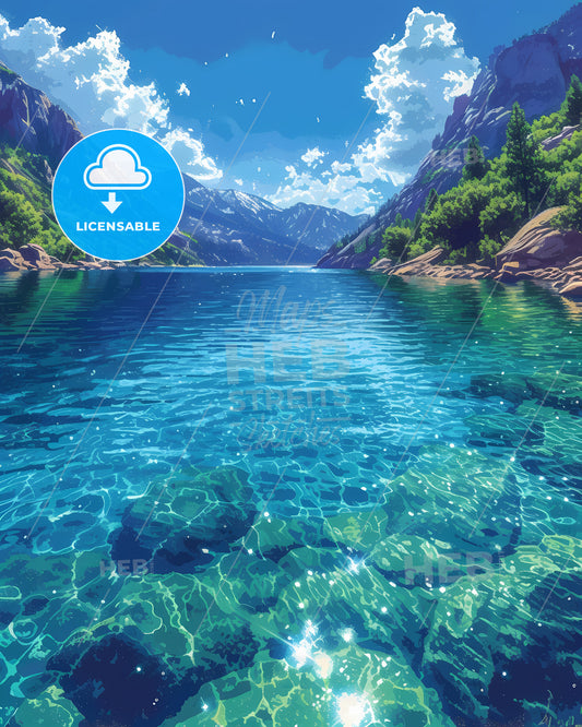 Lake Tahoe, Usa - A Body Of Water With Trees And Mountains